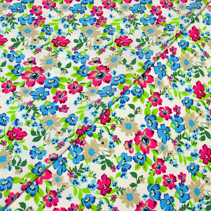 Toile 100% viscose - Bouquet champêtre