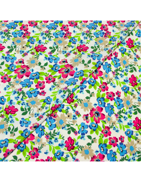 Étoffe 100% viscose - Bouquet champêtre