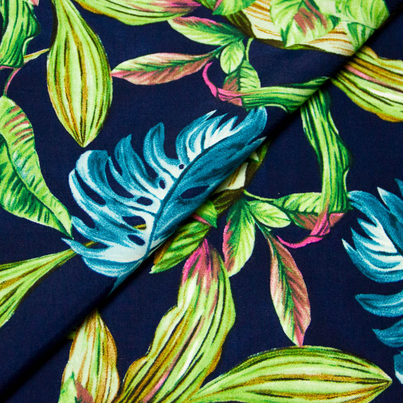 Toile 100% viscose - Feuillage tropical