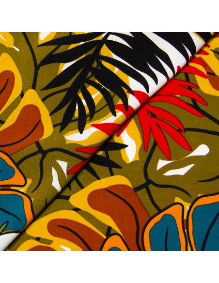 Étoffe 100% viscose - Feuillage exotique