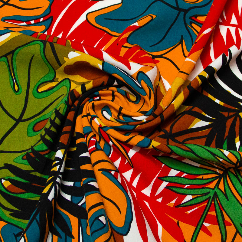 Étoffe 100% viscose - Feuillage exotique