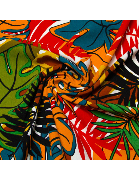 Étoffe 100% viscose - Feuillage exotique