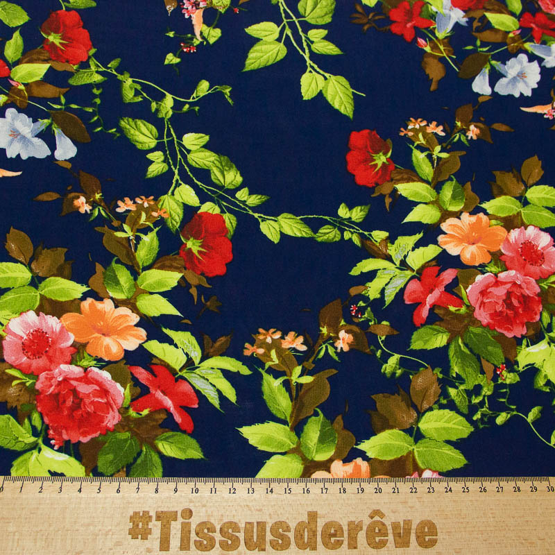 Étoffe 100% viscose - Jardin de minuit