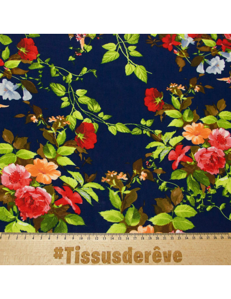 Étoffe 100% viscose - Jardin de minuit