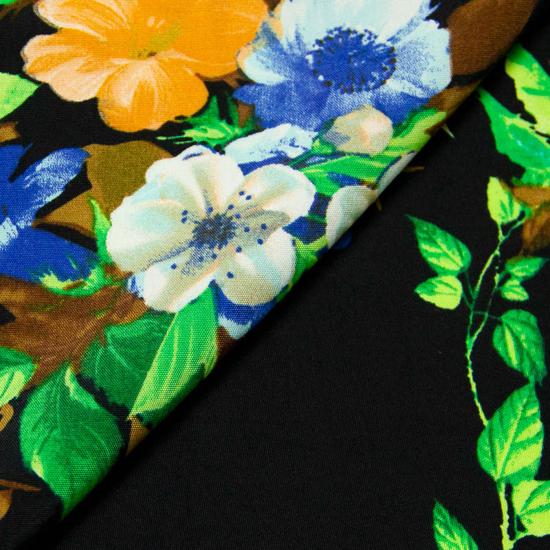 Étoffe 100% viscose - Nuit fleurie