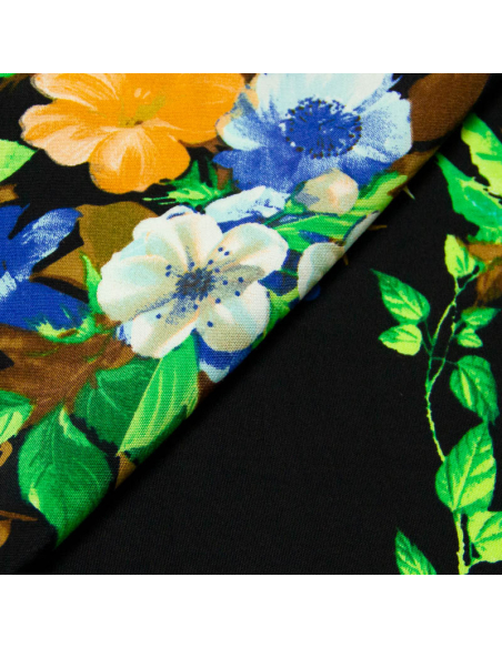 Étoffe 100% viscose - Nuit fleurie