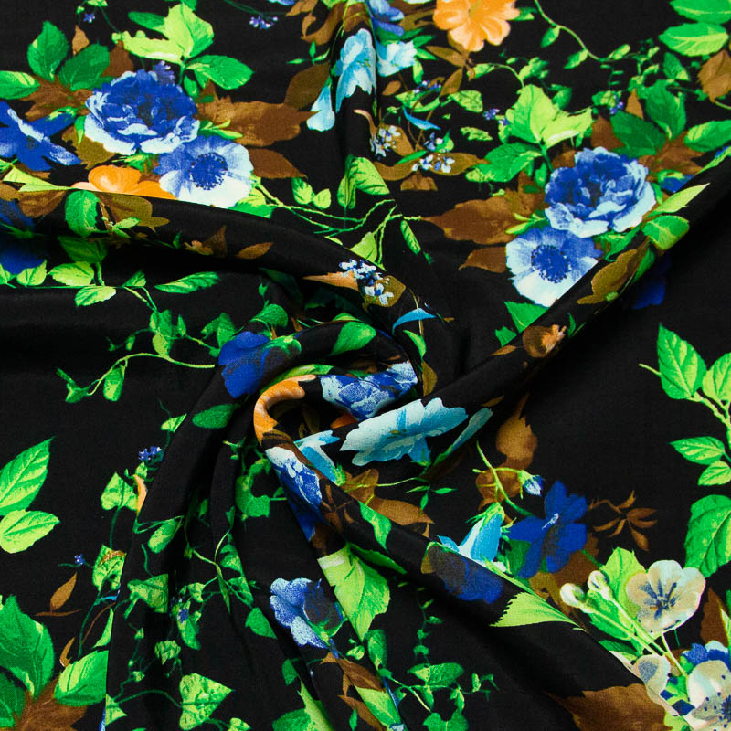 Étoffe 100% viscose - Nuit fleurie