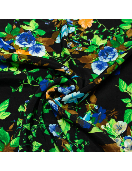 Étoffe 100% viscose - Nuit fleurie
