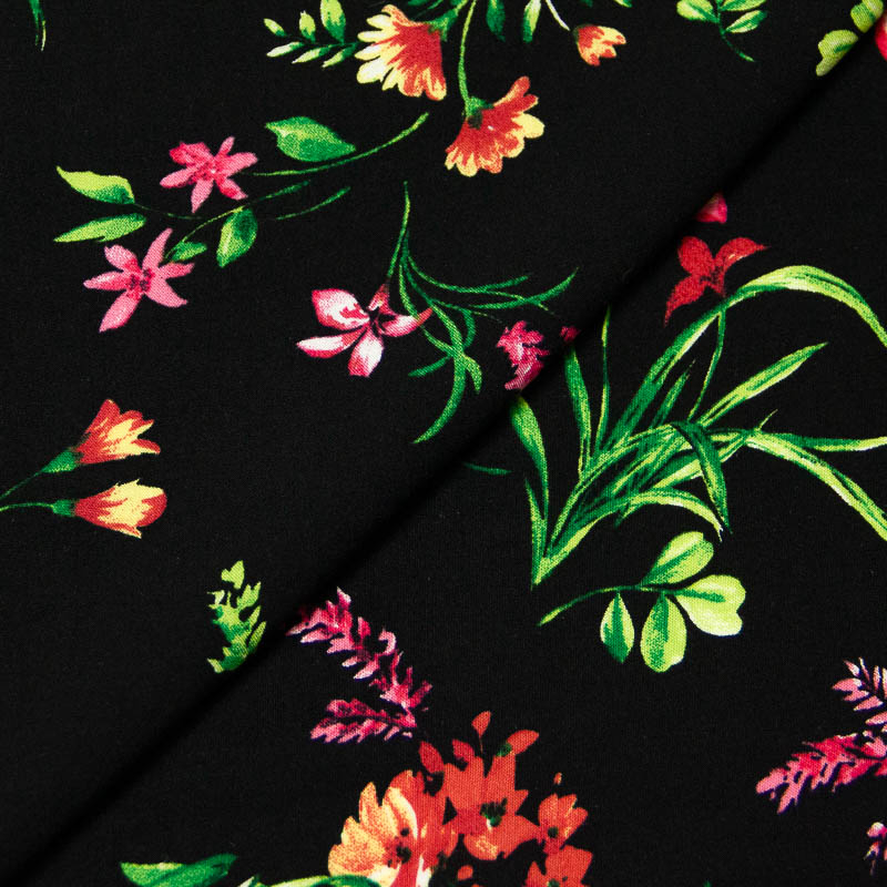 Étoffe 100% viscose - Roseraie sombre