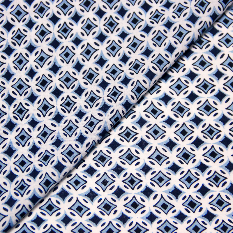 Étoffe 100% viscose - Labyrinthe bleu