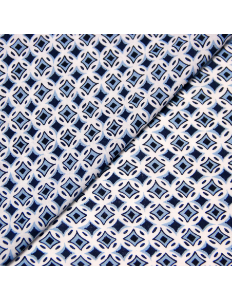 Étoffe 100% viscose - Labyrinthe bleu