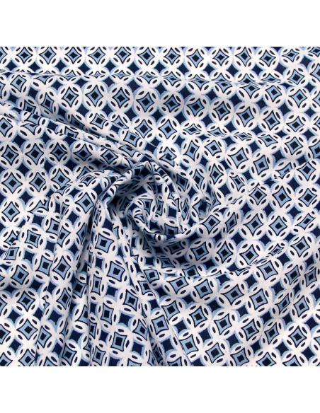 Étoffe 100% viscose - Labyrinthe bleu