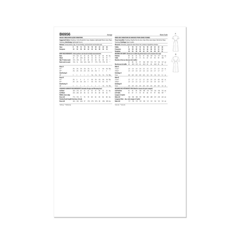 Patron Butterick 6956/B5 - Robe