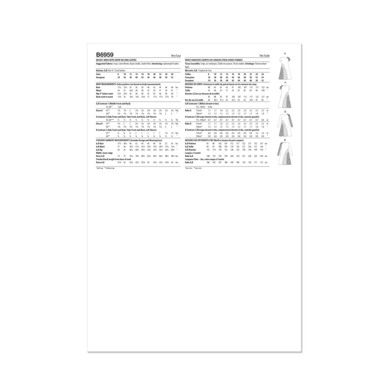 Patron Butterick 6959/B5 - Robe