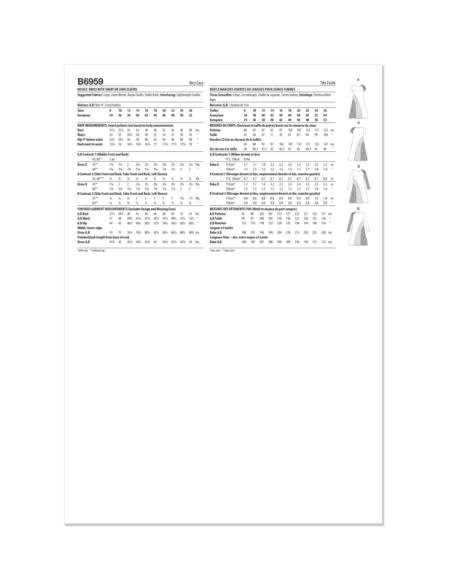 Patron Butterick 6959/B5 - Robe