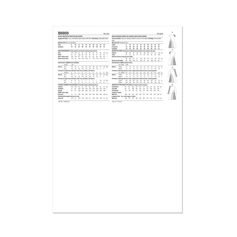 Patron Butterick 6959/B5 - Robe