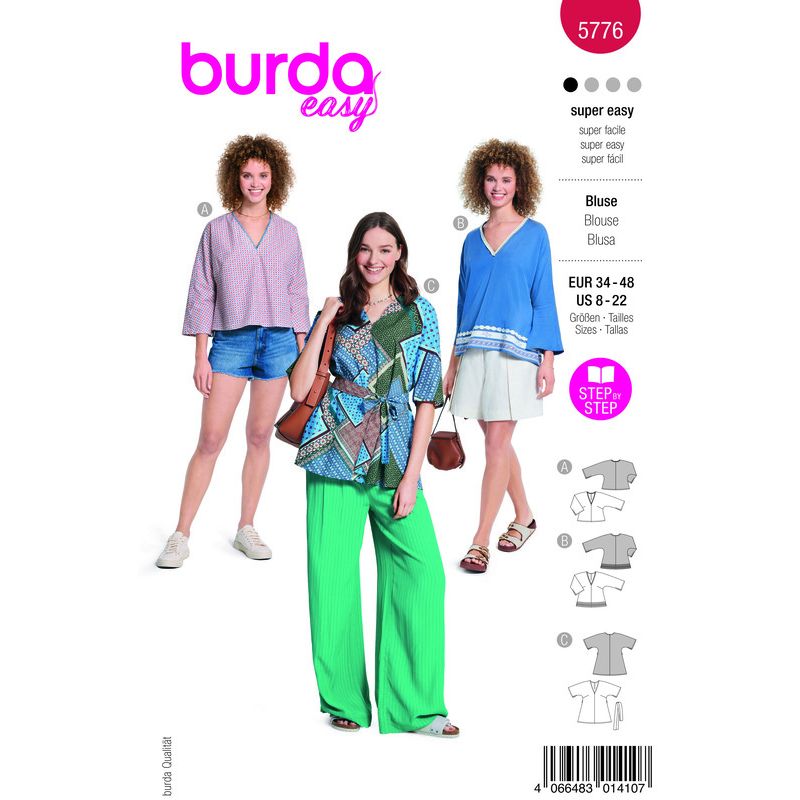 Patron Burda 5776 - Blouse tunique courte