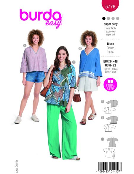 Patron Burda 5776 - Blouse tunique courte