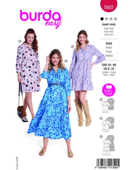 Patron Burda 5802 - Robe chemisier