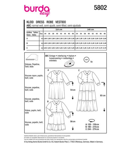 Patron Burda 5802 - Robe chemisier