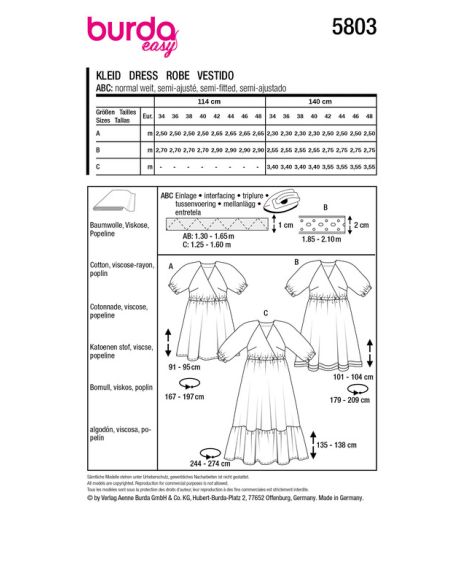 Patron Burda 5803 - Robe