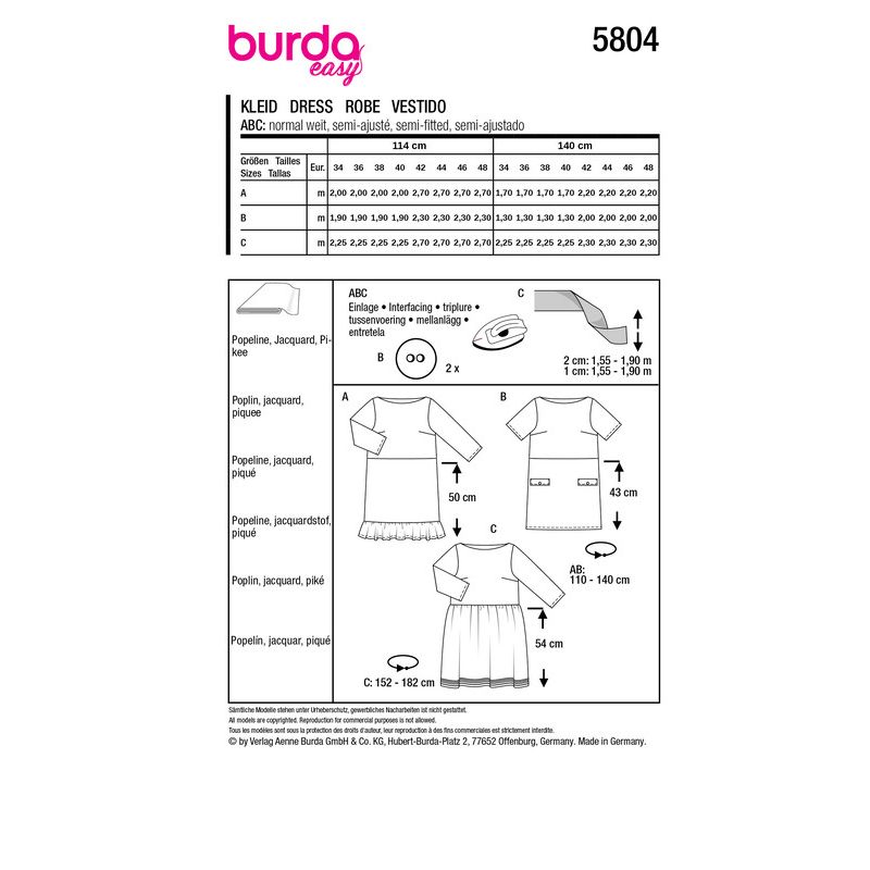 Patron Burda 5804 - Robe