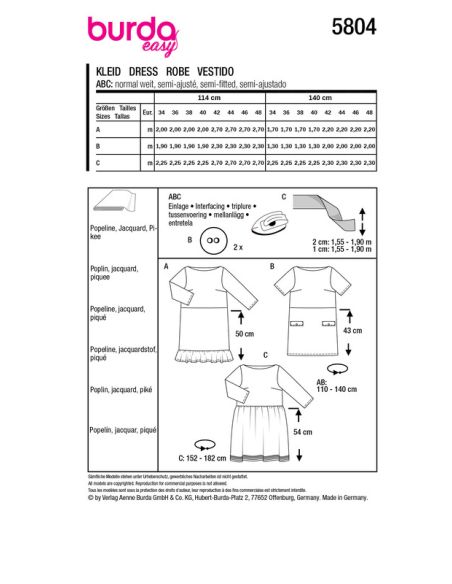 Patron Burda 5804 - Robe