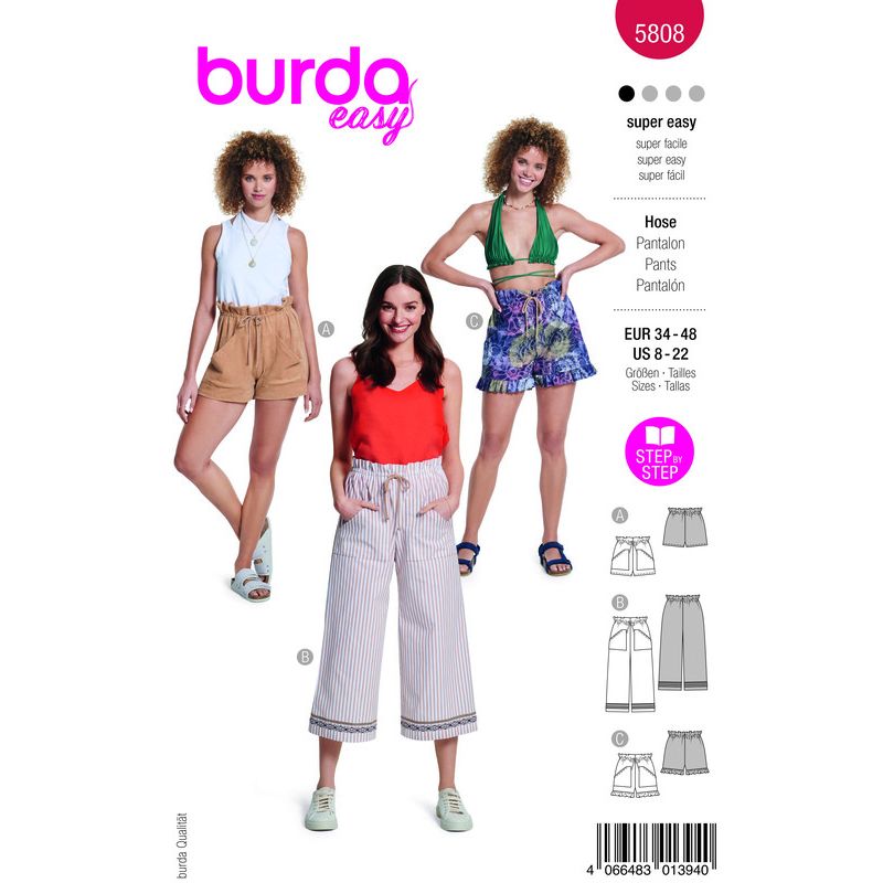 Patron Burda 5808 - Shorts et pantalons