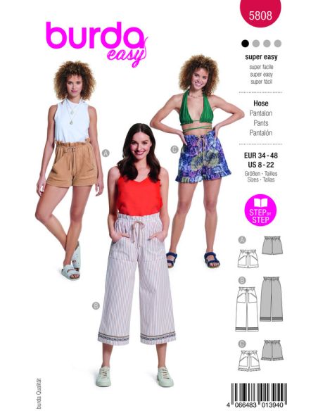 Patron Burda 5808 - Shorts et pantalons