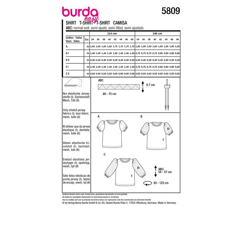 Patron Burda 5809 - T-shirt