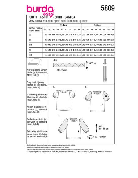 Patron Burda 5809 - T-shirt