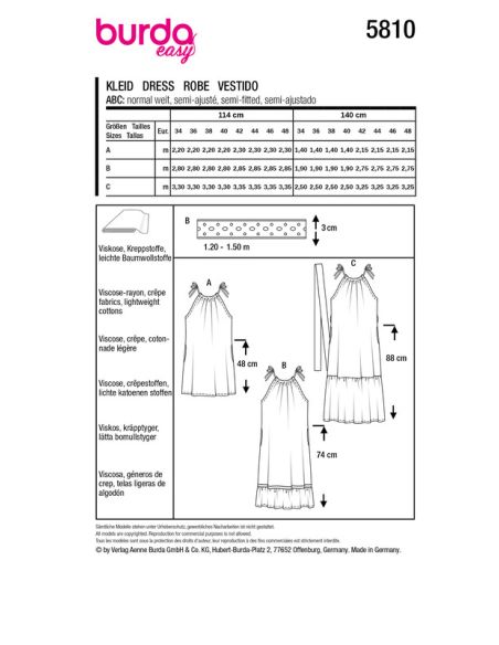 Patron Burda 5810 - Robe