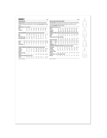 Patron Butterick 6961/D5 - Haut