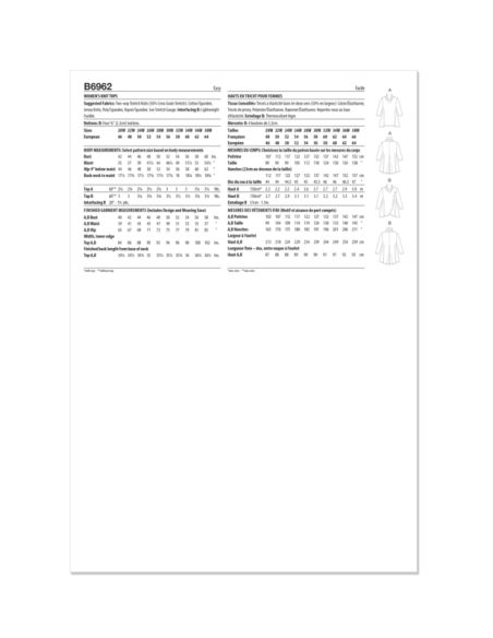 Patron Butterick 6962/W2 - Haut