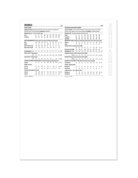 Patron Butterick 6963/D5 - Pantalon