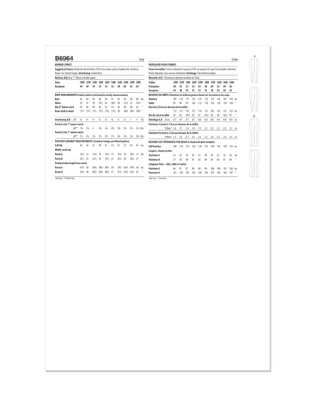 Patron Butterick 6964/W2 - Pantalon