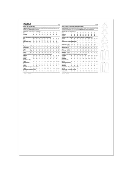 Patron Butterick 6966/A5 - Haut et pantalon