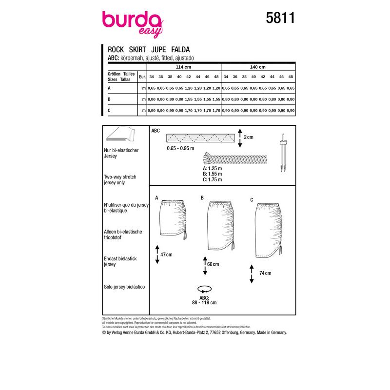 Patron Burda 5811- Jupe avec fronces