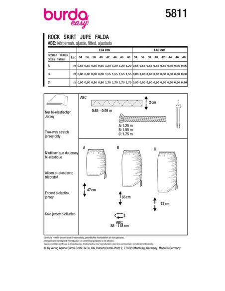 Patron Burda 5811- Jupe avec fronces