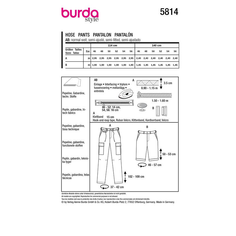 Patron Burda 5814 - Pantalons