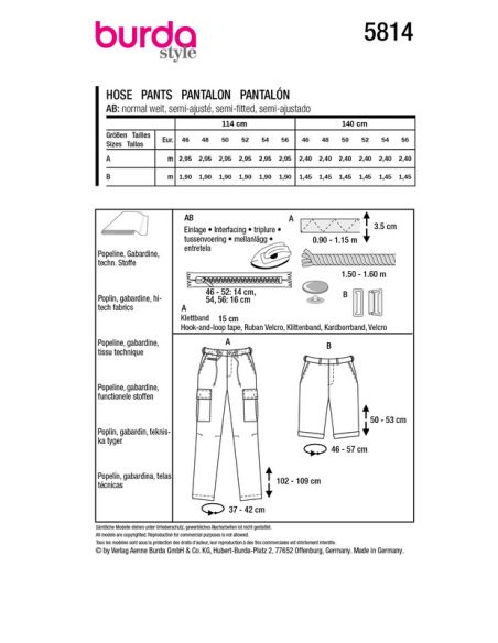 Patron Burda 5814 - Pantalons