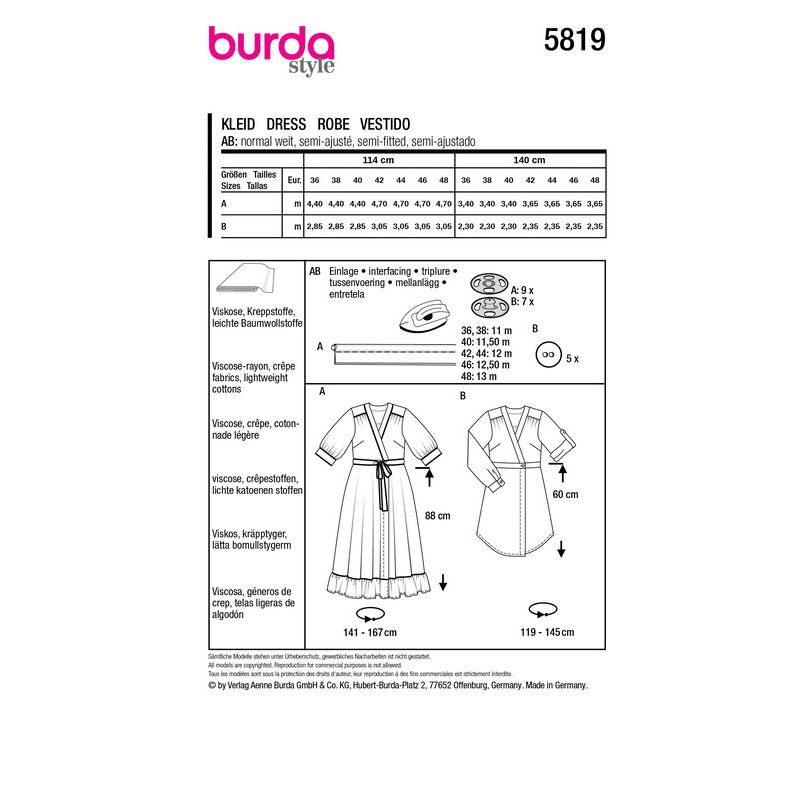Patron Burda 5819 - Robe portefeuille