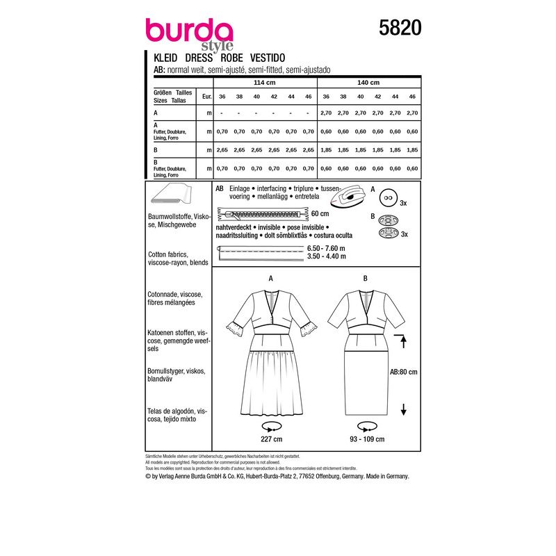 Patron Burda 5820 - Robe
