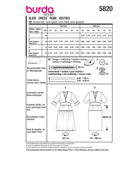 Patron Burda 5820 - Robe