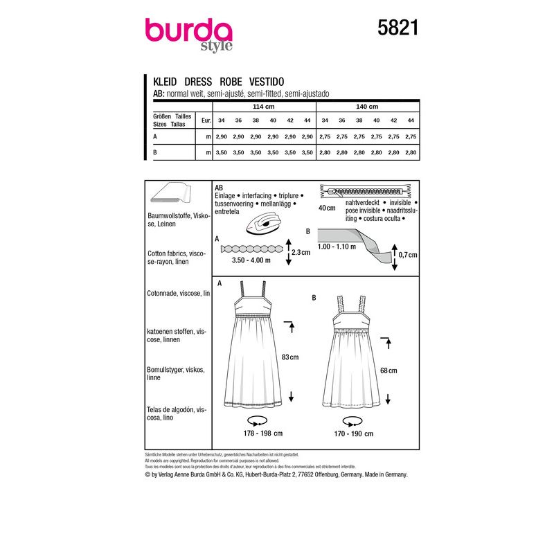 Patron Burda 5821 - Robe