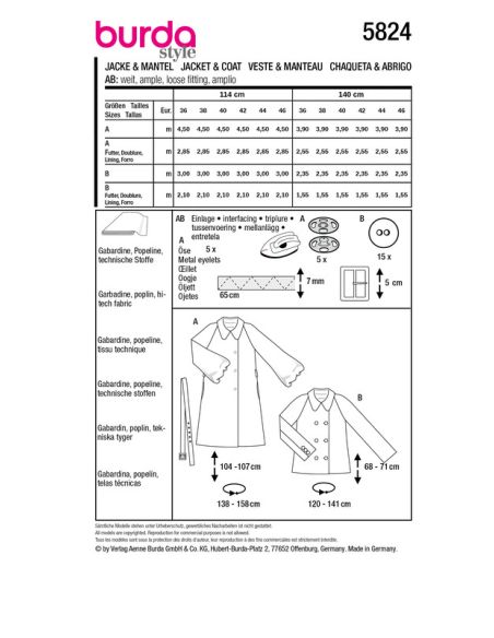 Patron Burda 5824 - Manteau