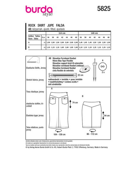 Patron Burda 5825 - Jupe