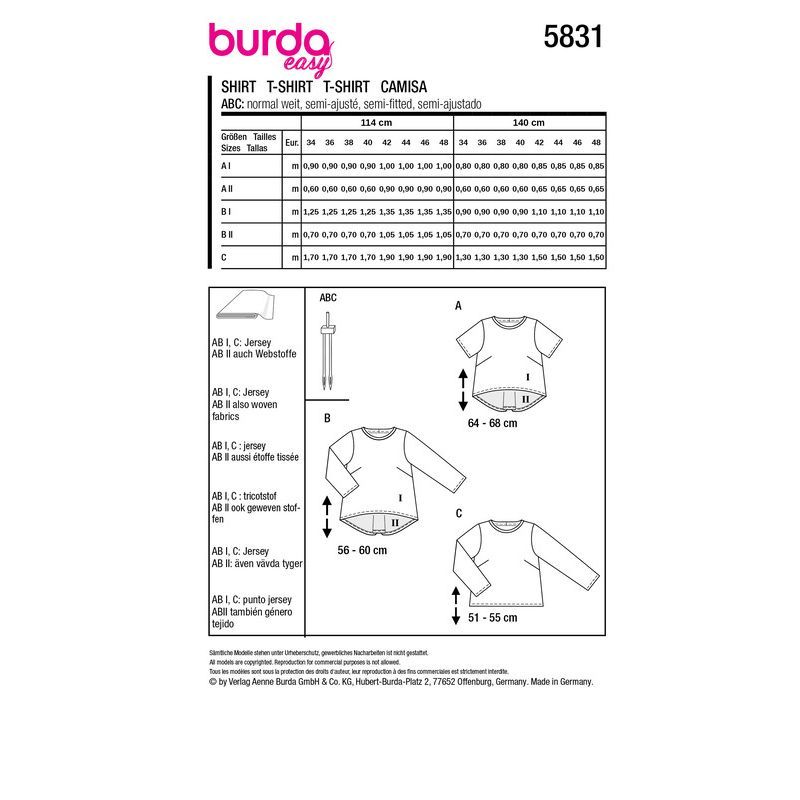 Patron Burda 5831 - T-shirt