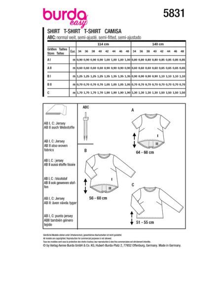 Patron Burda 5831 - T-shirt