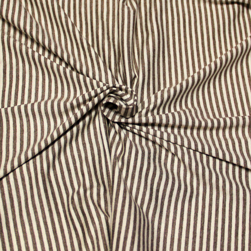 Jersey viscose - Rayé taupe & écru